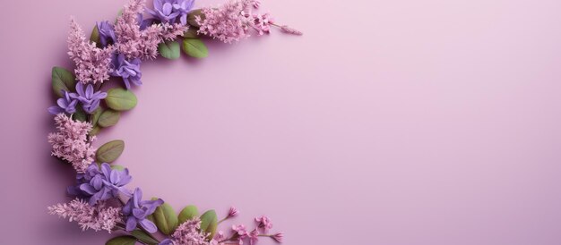 copy space image on isolated background with isolated Purple Wreath flowers