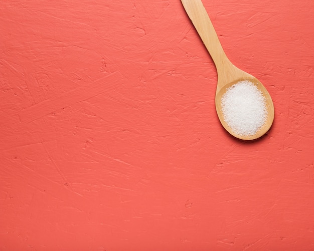 Photo copy-space spoon with sea salt