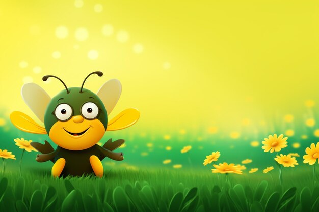 Copy space spring background and bees