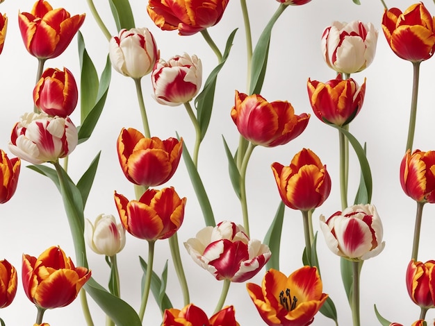 Copy space tulips flowers white background