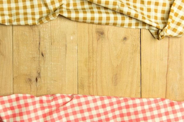 Copy space of two plaid on wooden table
