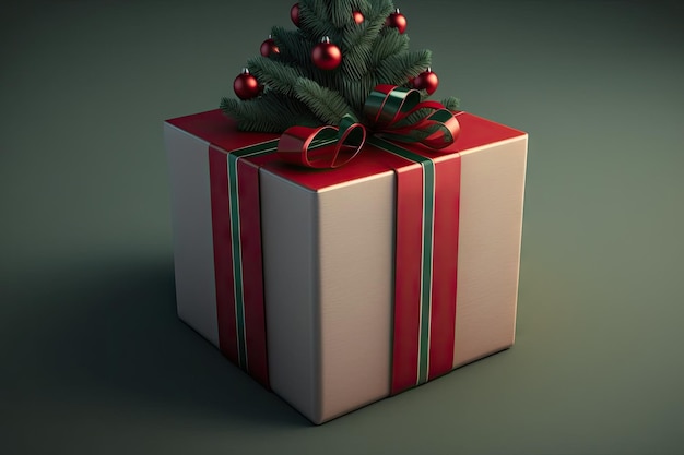 Under a copyspace Christmas tree wrapped presents holiday gift box