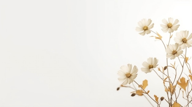 Photo copyspace minimal floral composition with flowers and leaves