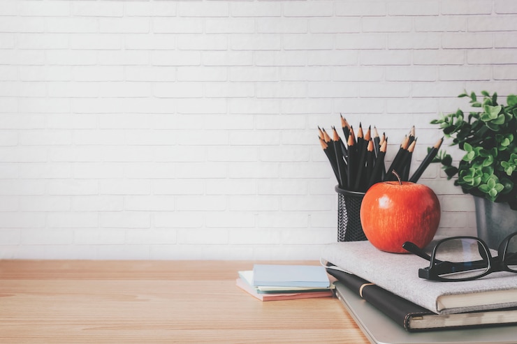 Photo copyspace of minimal workplace.