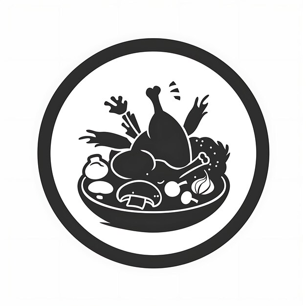 Photo coq au vin food icon with a plate of chicken braised in red symbol idea design simple minimal art