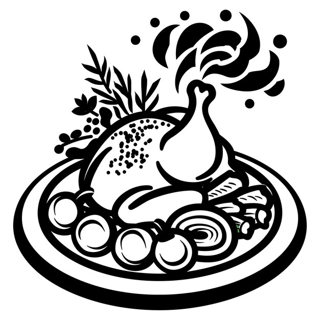 Photo coq au vin food icon with a plate of chicken braised in red symbol idea design simple minimal art