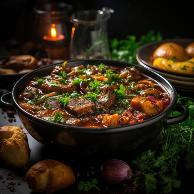 Foto coq au vin kip gebakken in rode wijn met paddenstoelen en uien coq au vin recept