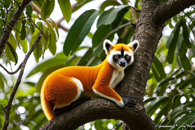 The coquerel sifaka in its natural environment in a national park on the island of madagascar