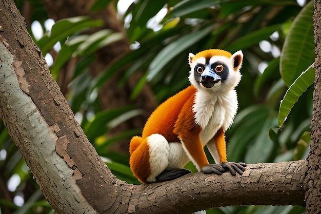 마다가스카르 섬의 국립 공원에있는 자연 환경의 Coquerel Sifaka.