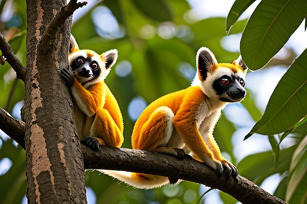 Photo the coquerel sifaka in its natural environment in a national park on the island of madagascar