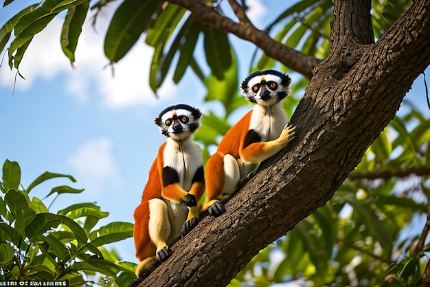 The coquerel sifaka in its natural environment in a national park on the island of madagascar