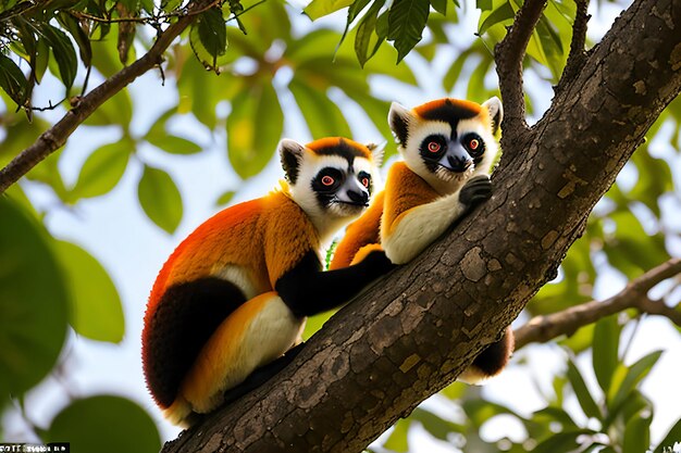 The coquerel sifaka in its natural environment in a national park on the island of madagascar