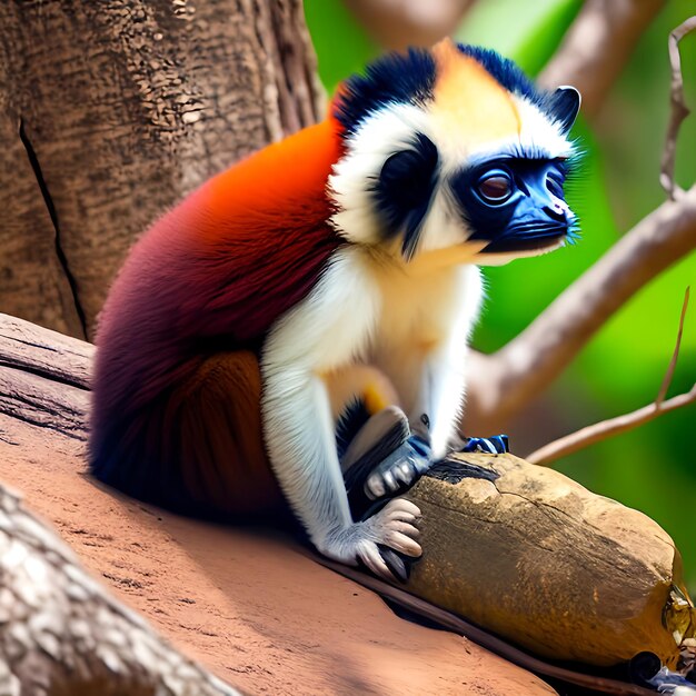 Кокерель Сифака в естественной среде в национальном парке на острове Мадагаскар.