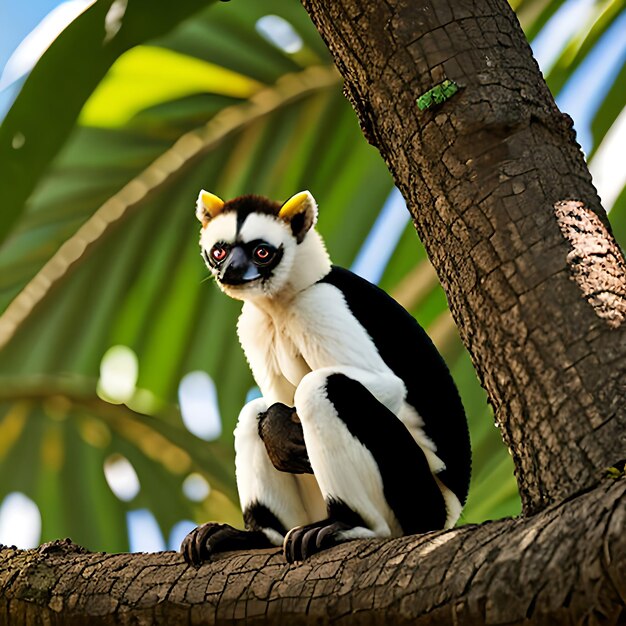 The coquerel sifaka in its natural environment in a national park on the island of madagascar