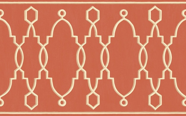 coral and cream geometric wallpaper border