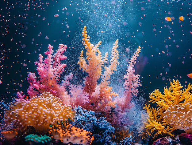 Coral Dust Reef Effect met kleurrijke koraalriffen en Coral C Effect FX Texture Film Filter BG Art