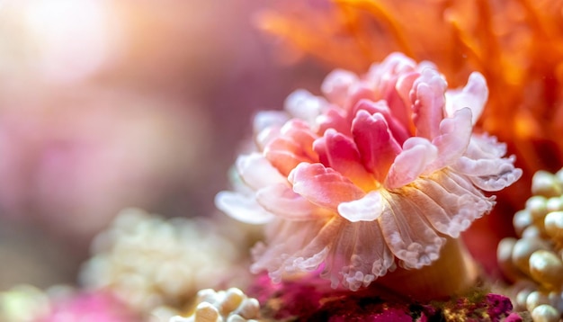coral flowers and coralline anemone create a mesmerizing abstract background symbolizing beauty and