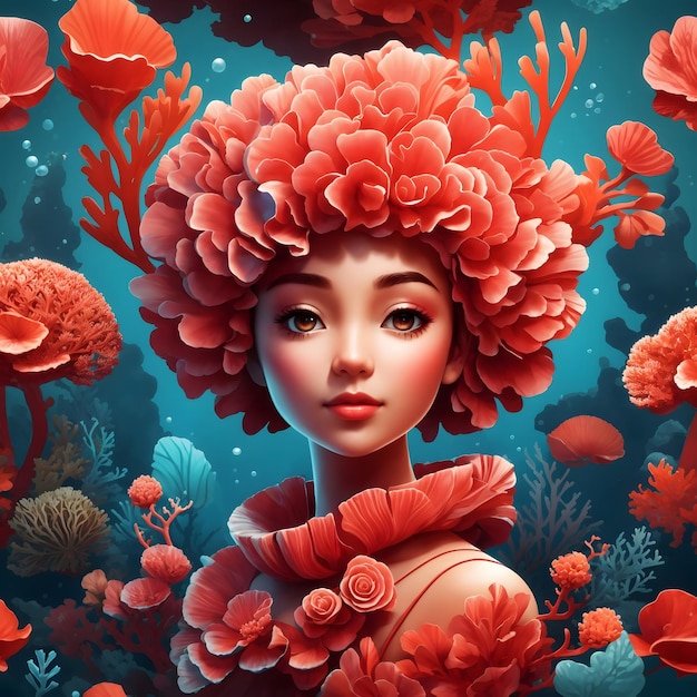 Coral illustration Ai Generative