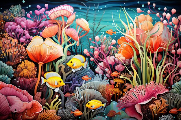 Coral Kingdom Fish Over Vibrant Reef