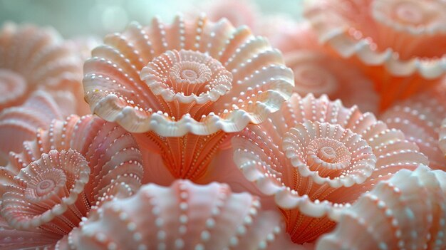 Photo coral pastel seashells delicately arranged background
