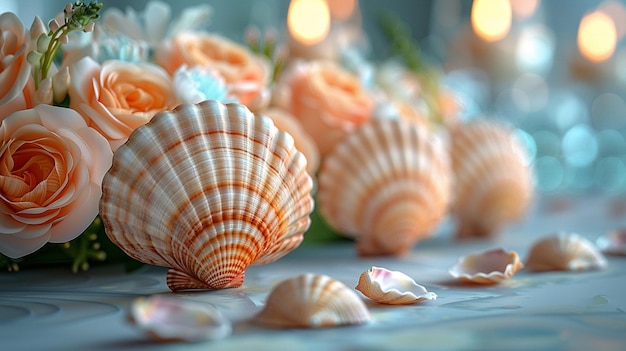 Coral Pastel Seashells Delicately Placed Atop Wallpaper