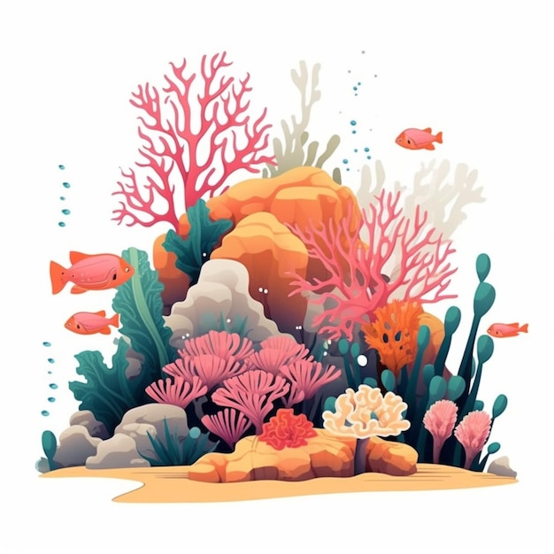 Coral reef clip art with cartoon style