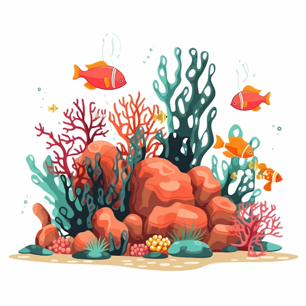 Coral reef clip art with cartoon style