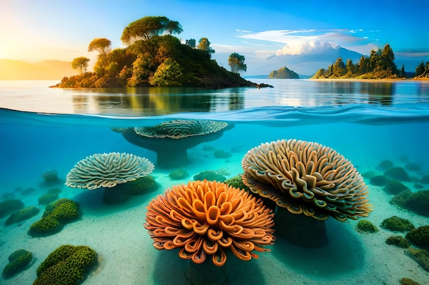 Photo a coral reef is seen under water in the philippines.