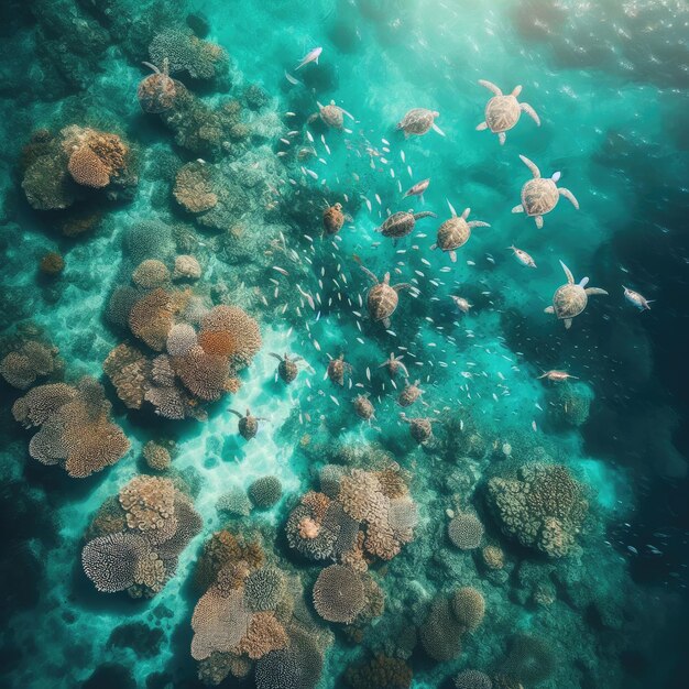 coral reef and sea underwater background