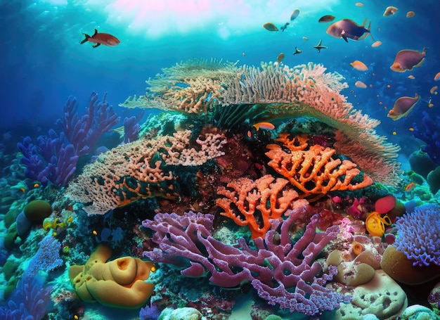 a coral reef in the sea