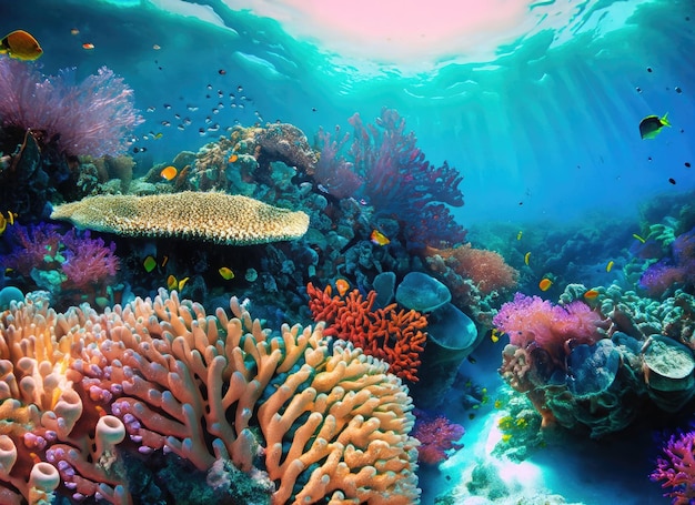 A coral reef in the sea