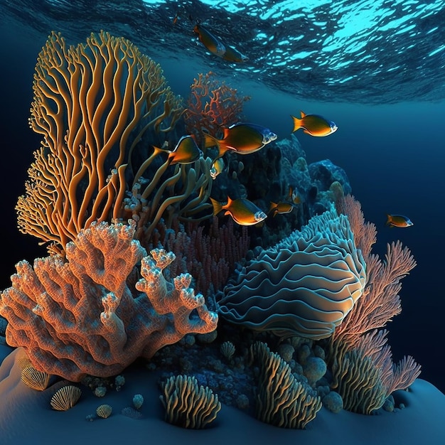 照片珊瑚礁在海洋里