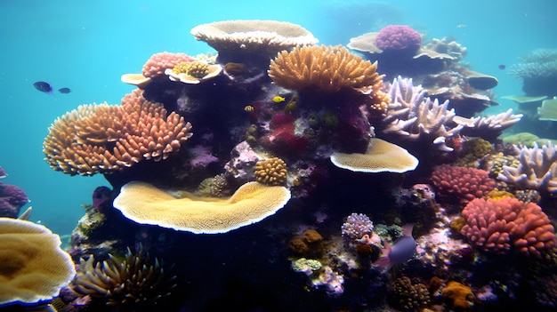 Coral reef in the underwater world Marine life Sea creatures AI generated