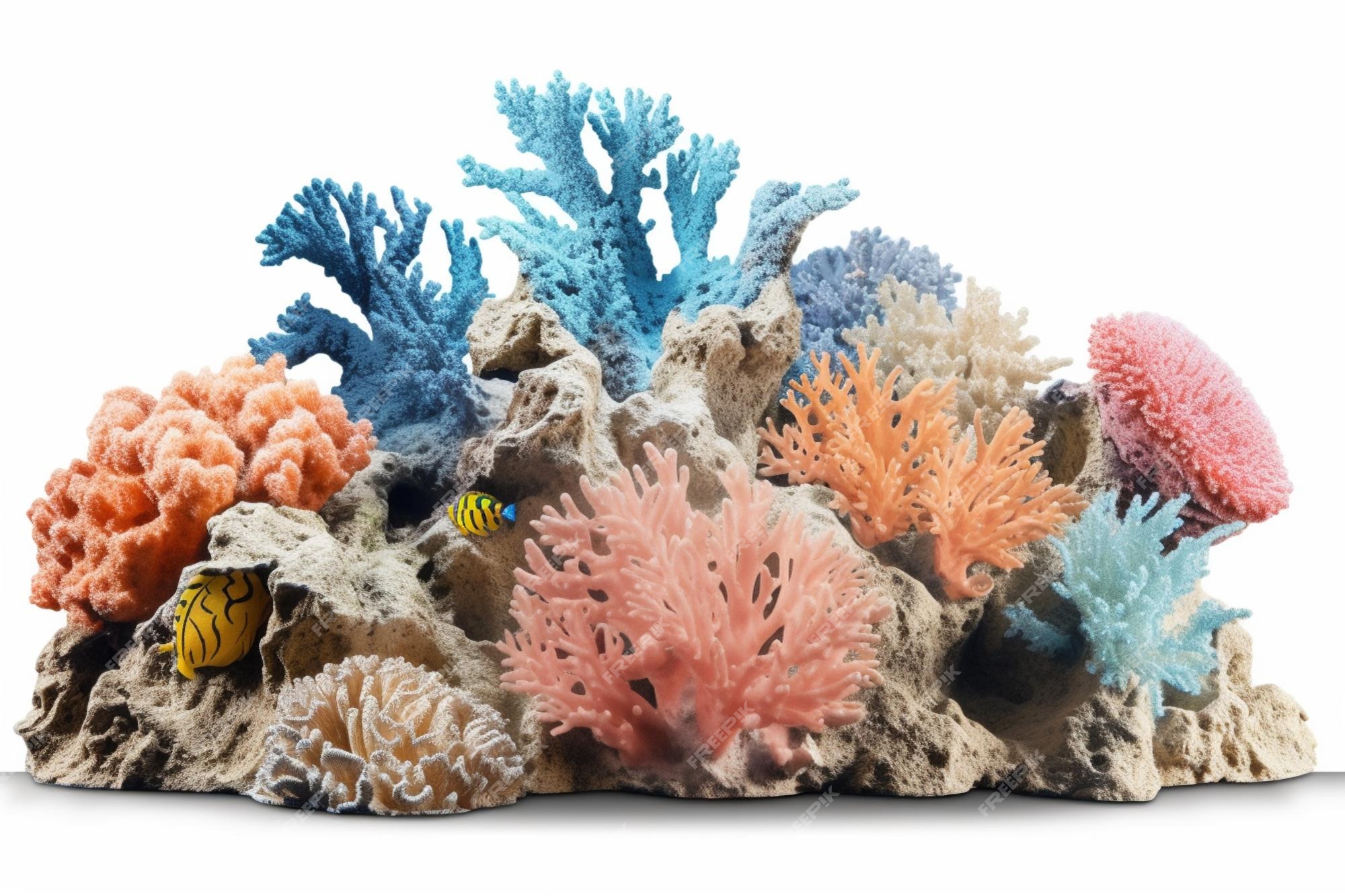 Premium AI Image | A coral reef with a blue and yellow fish on it