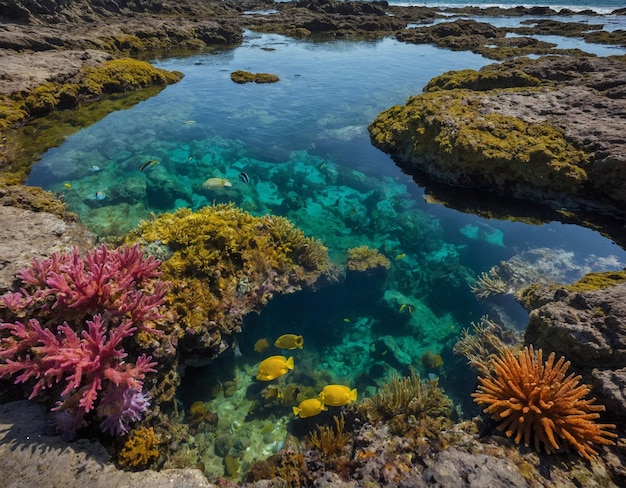 Photo a coral reef with corals and sponges