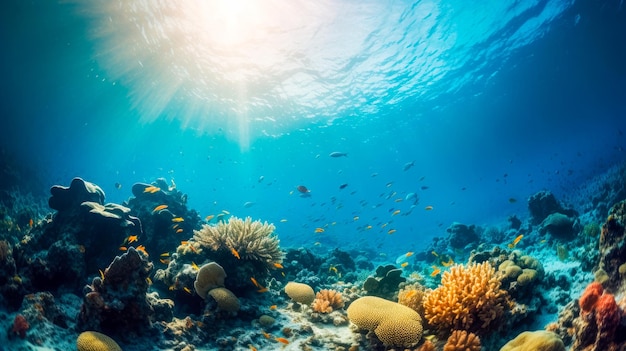 海を泳ぐ魚とサンゴ礁