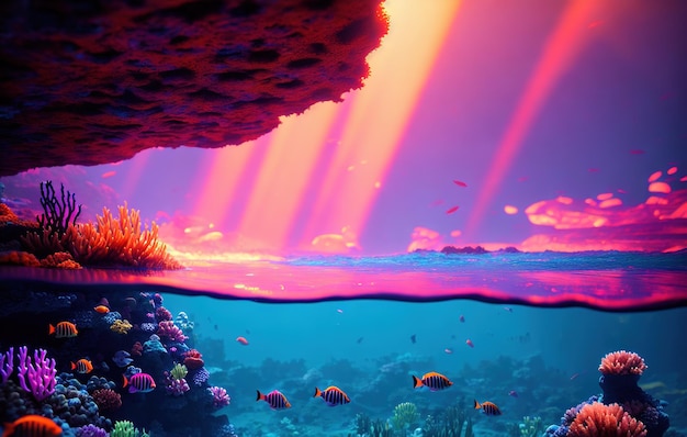 Coral reef with fish