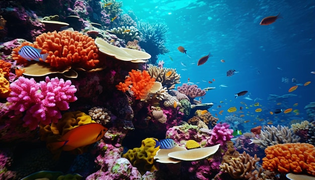 a coral reef with fish