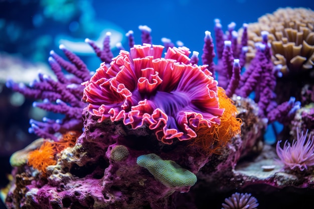 a coral reef with many different types of corals