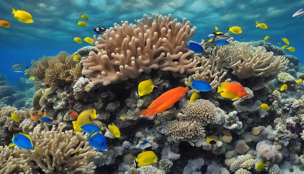 Photo a coral reef with many tropical fish and corals