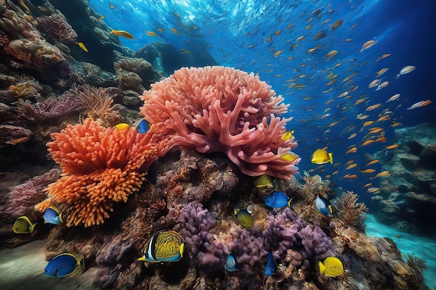 Coral reef with marine life