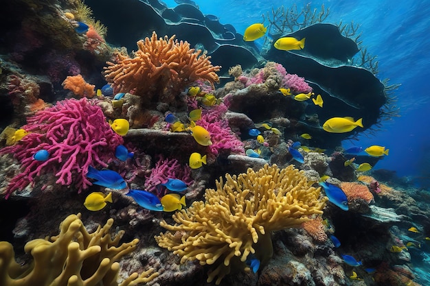 Coral reef with marine life