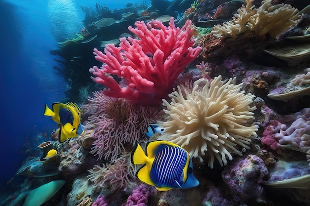 Coral reef with marine life