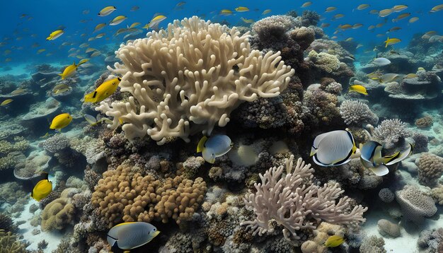 Photo a coral reef with several small fish and some other small fish