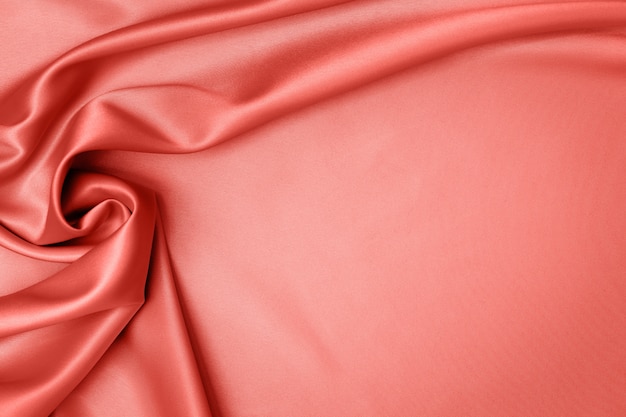 Coral satin fabric