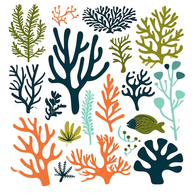 coral and seaweed clipart which is very cute and simple