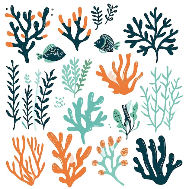 coral and seaweed clipart which is very cute and simple
