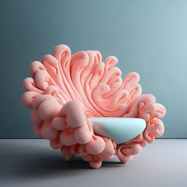 Coral shape Armchair Generative Ai Illustration