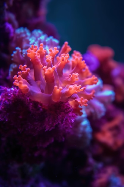 A coral that is purple and has a red tip