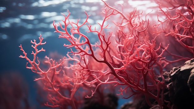 산호 는 표면 에 도달 하는 섬세 한 가지 들 을 속삭인다